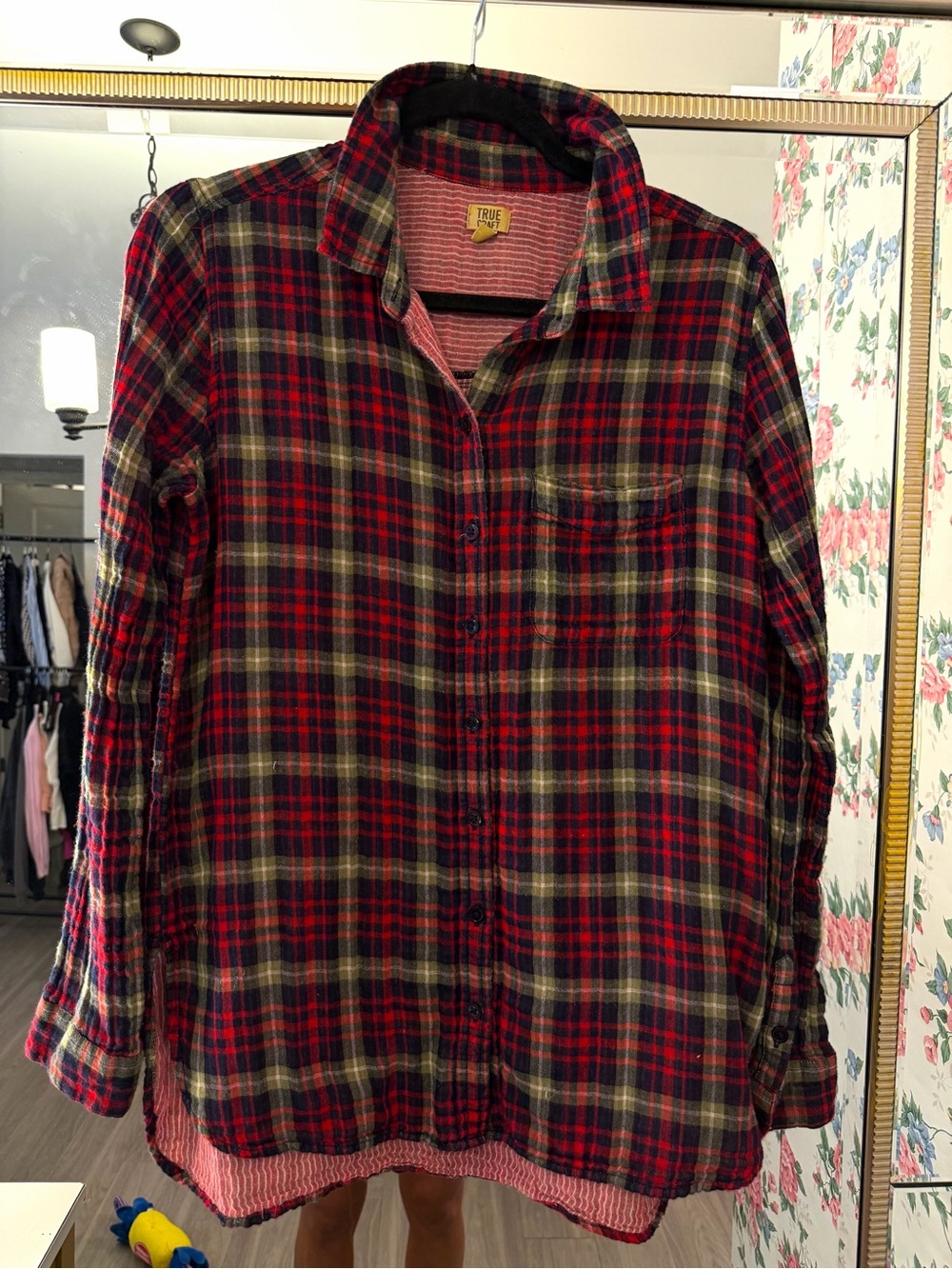 Red & Olive Green Plaid Button-Down Shirt- Christmas